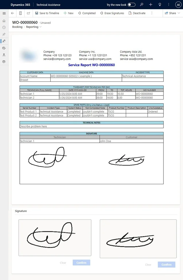 Field Service Report preview